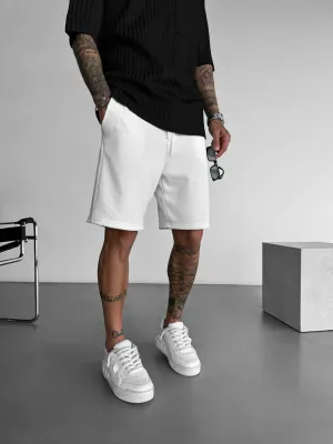 Loose Fit Cord Shorts - White