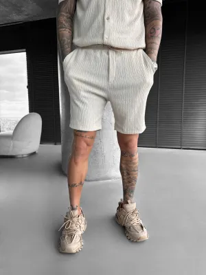 Loose Fit Crepe Shorts - Beige