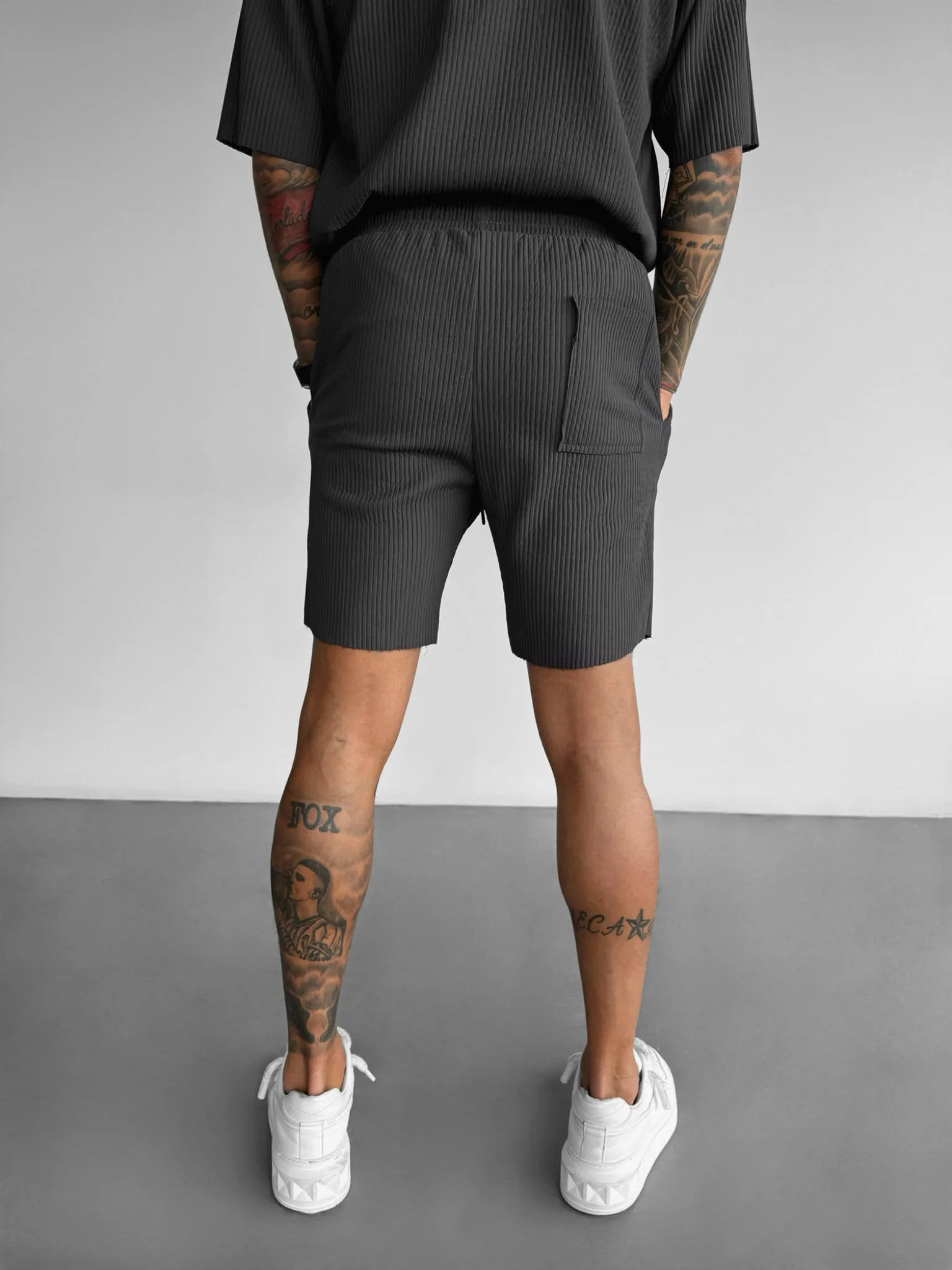 Loose Fit Ribbed Shorts - Anthracite