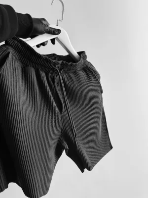 Loose Fit Ribbed Shorts - Anthracite