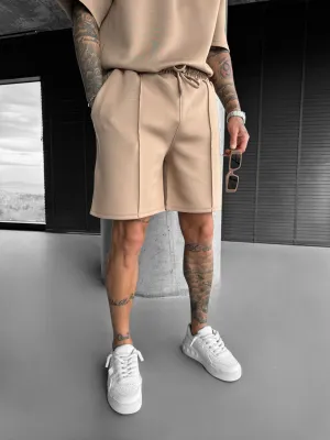 Loose Fit Seam Diver Shorts  - Beige