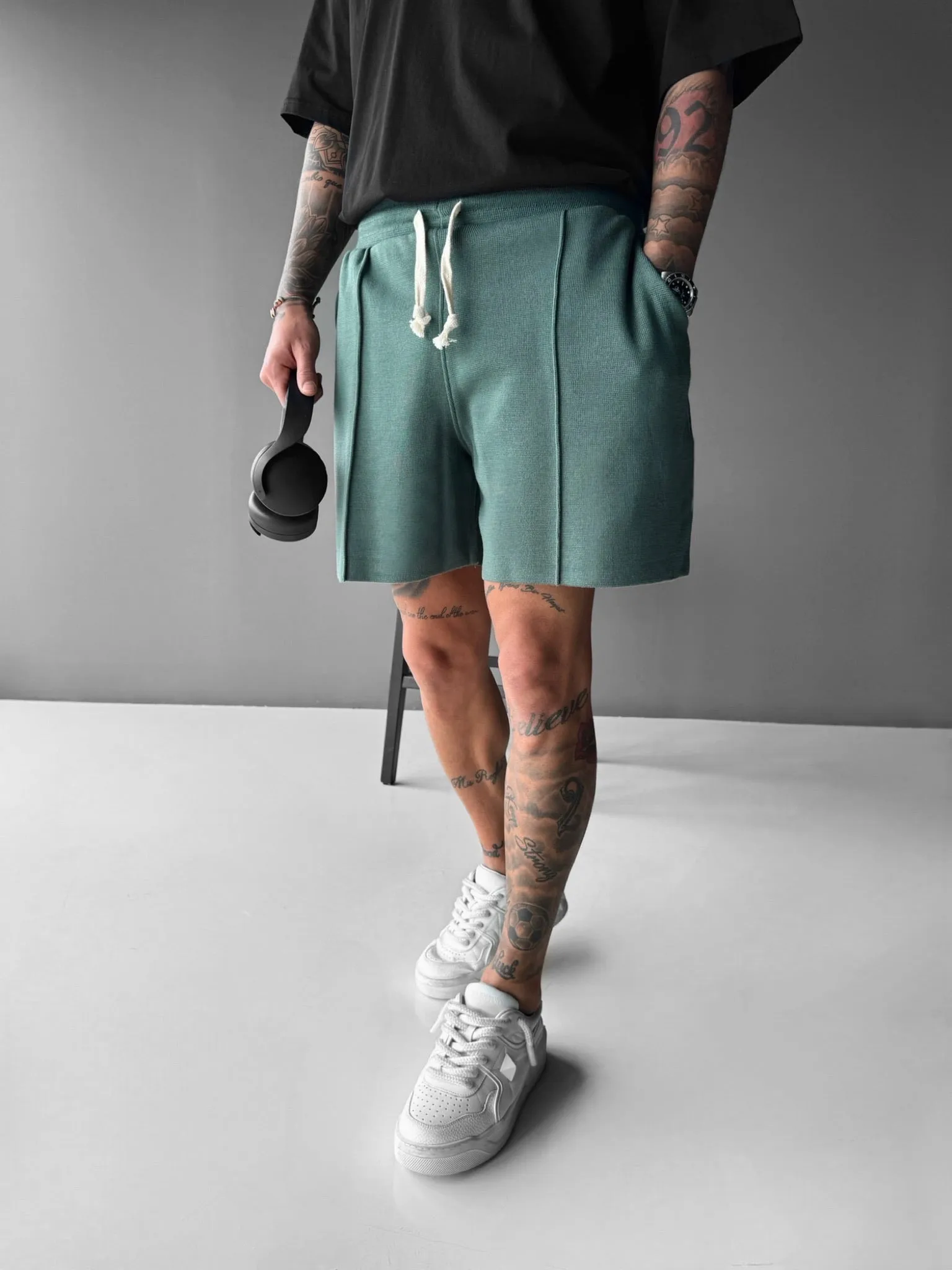 Loose Fit Seam Shorts - Petrol