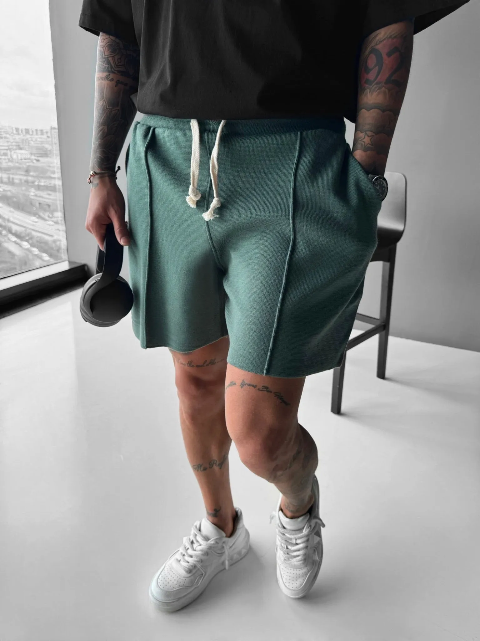 Loose Fit Seam Shorts - Petrol