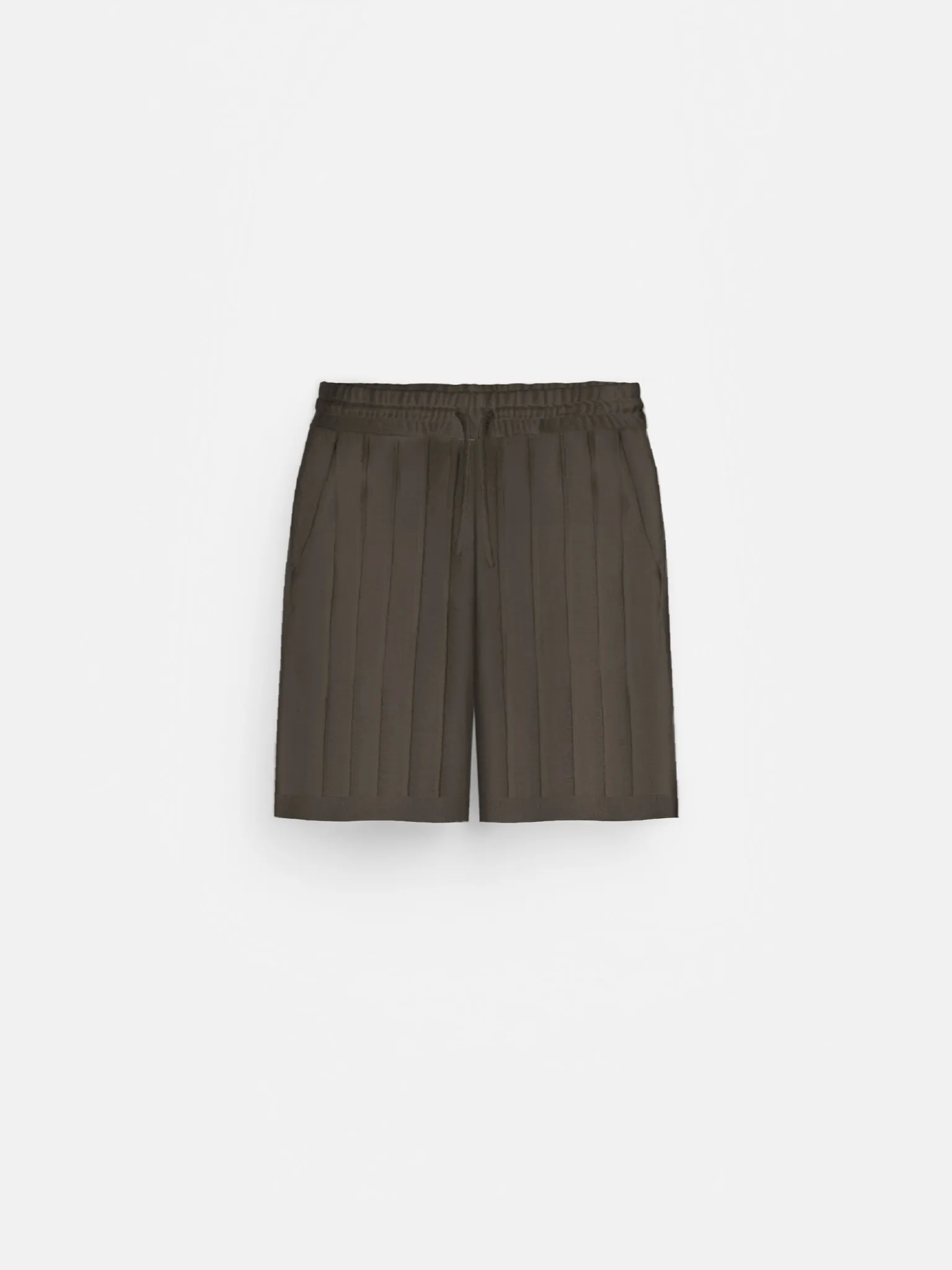 Loose Fit Wide Ribbed Shorts - Cold Brown