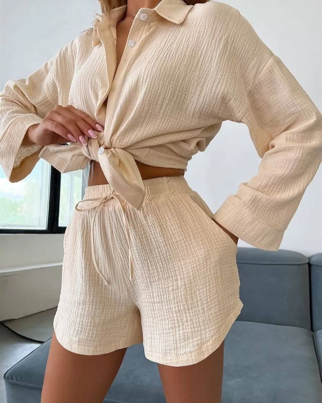 Louli Two Piece Set button outfit