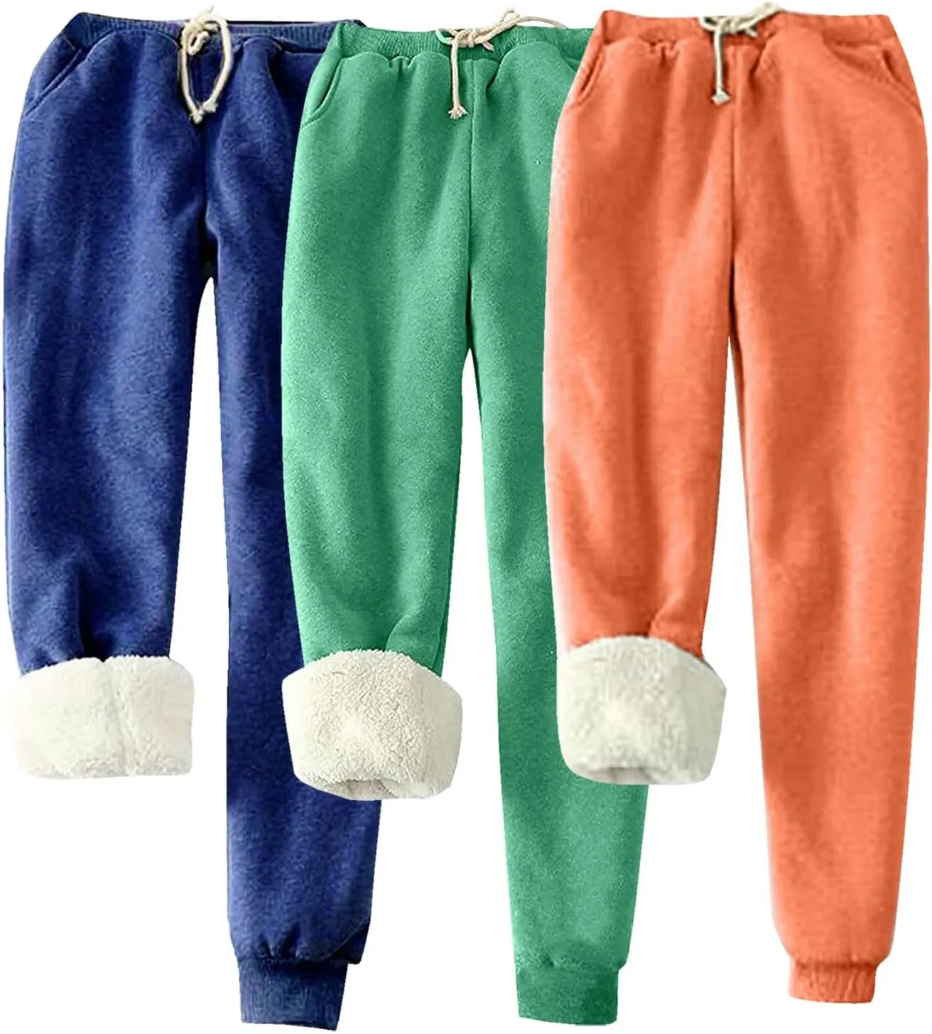 Lpmadey 3 Pack Womens Warm Fleece Sherpa Lined Sweatpants Drawstring Athletic Jogger Pant Trousers Tapered Lounge Yoga Pants