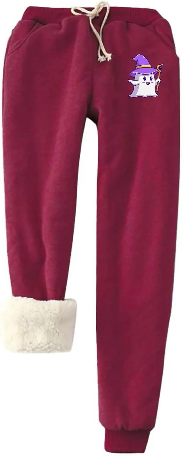 Lpmadey Women's Fleece Lined Pants Plus Size Sweatpants Winter Thermal Ski Hiking Running Joggers Tapered Lounge Jogger Pants