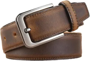 Luxury Men Cowhide Belt Vintage Genuine Leather Waist Belt Buckle Leather Strap Belt