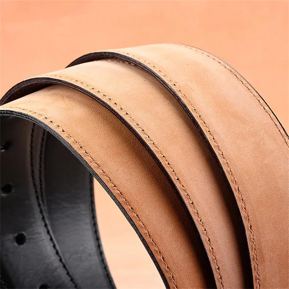 Luxury Men Cowhide Belt Vintage Genuine Leather Waist Belt Buckle Leather Strap Belt