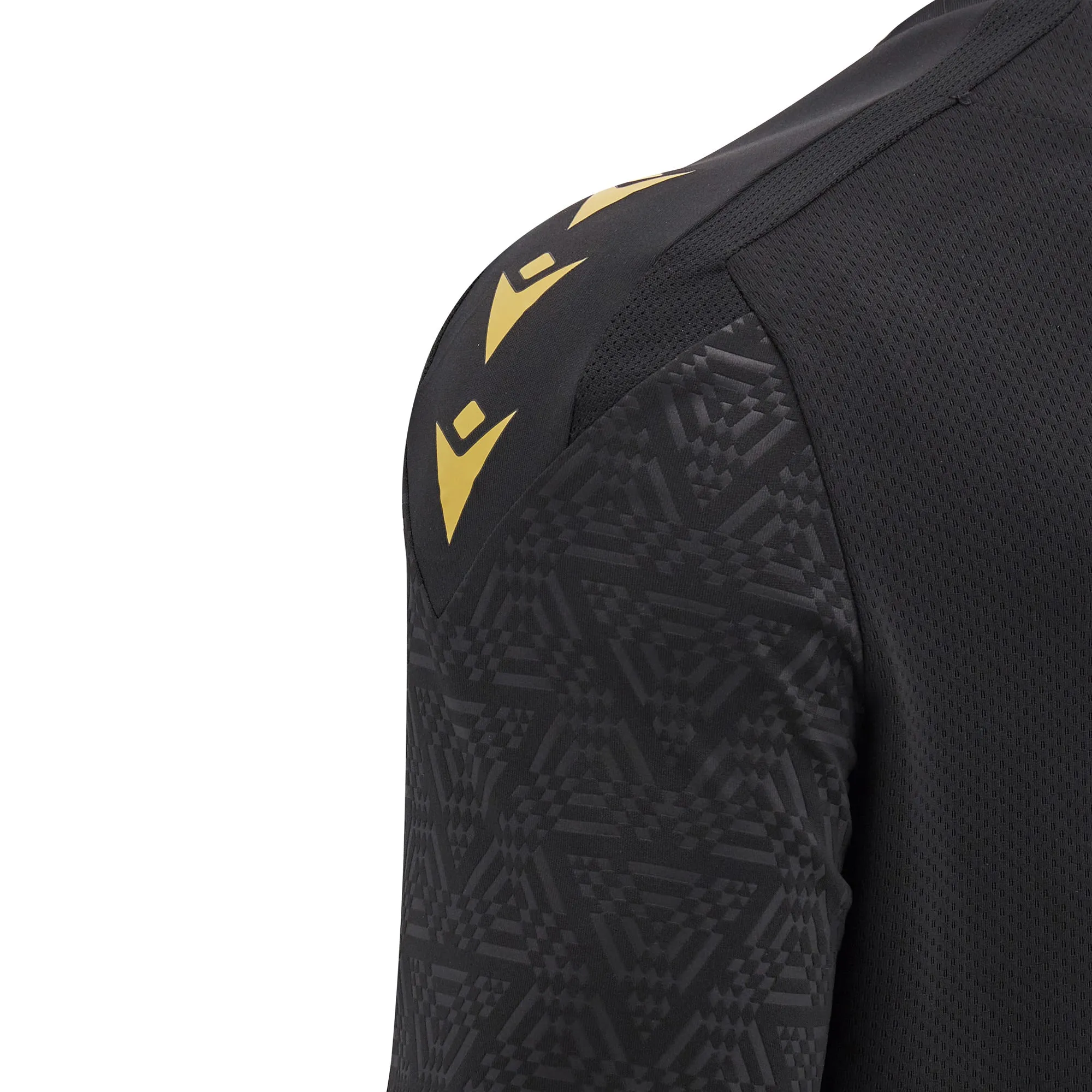 Macron Wales WRU 24/25 6NT Poly Training LS Rugby Shirt Black