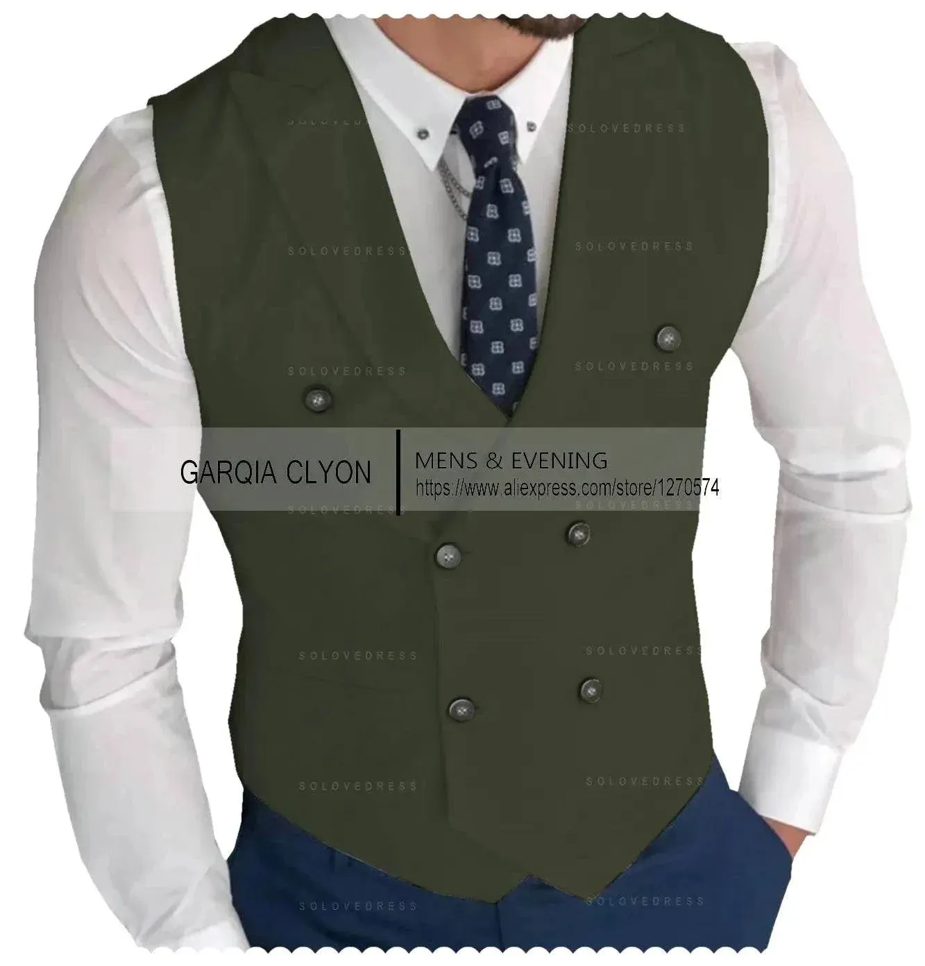 MadrekSTYLE-Classic Double Breasted Suit Vest White Notch Lapel Waistcoat