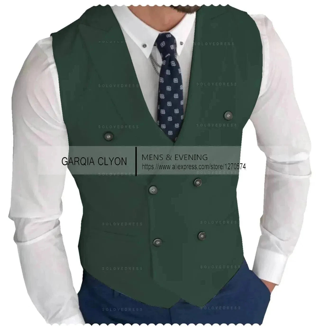 MadrekSTYLE-Classic Double Breasted Suit Vest White Notch Lapel Waistcoat