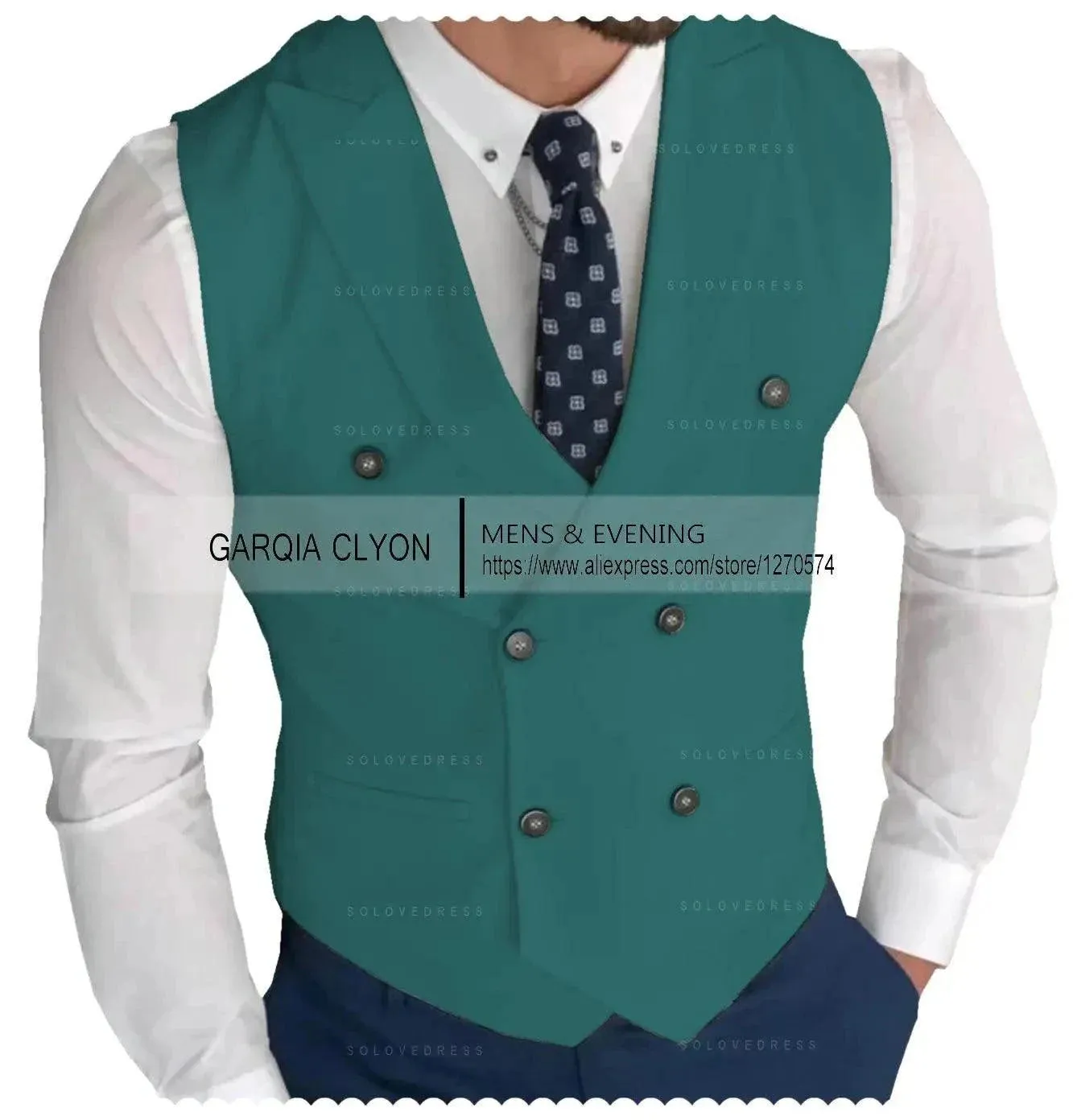 MadrekSTYLE-Classic Double Breasted Suit Vest White Notch Lapel Waistcoat