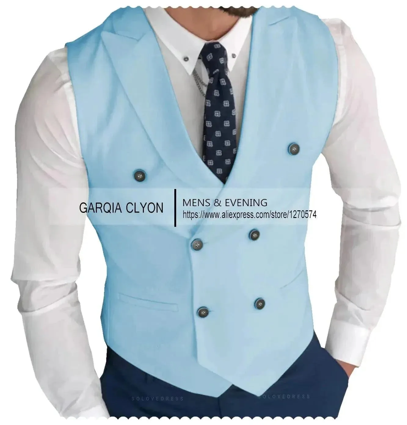 MadrekSTYLE-Classic Double Breasted Suit Vest White Notch Lapel Waistcoat