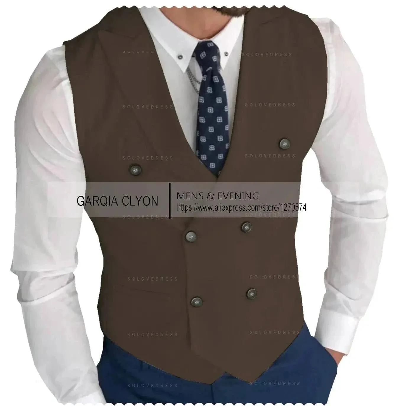 MadrekSTYLE-Classic Double Breasted Suit Vest White Notch Lapel Waistcoat