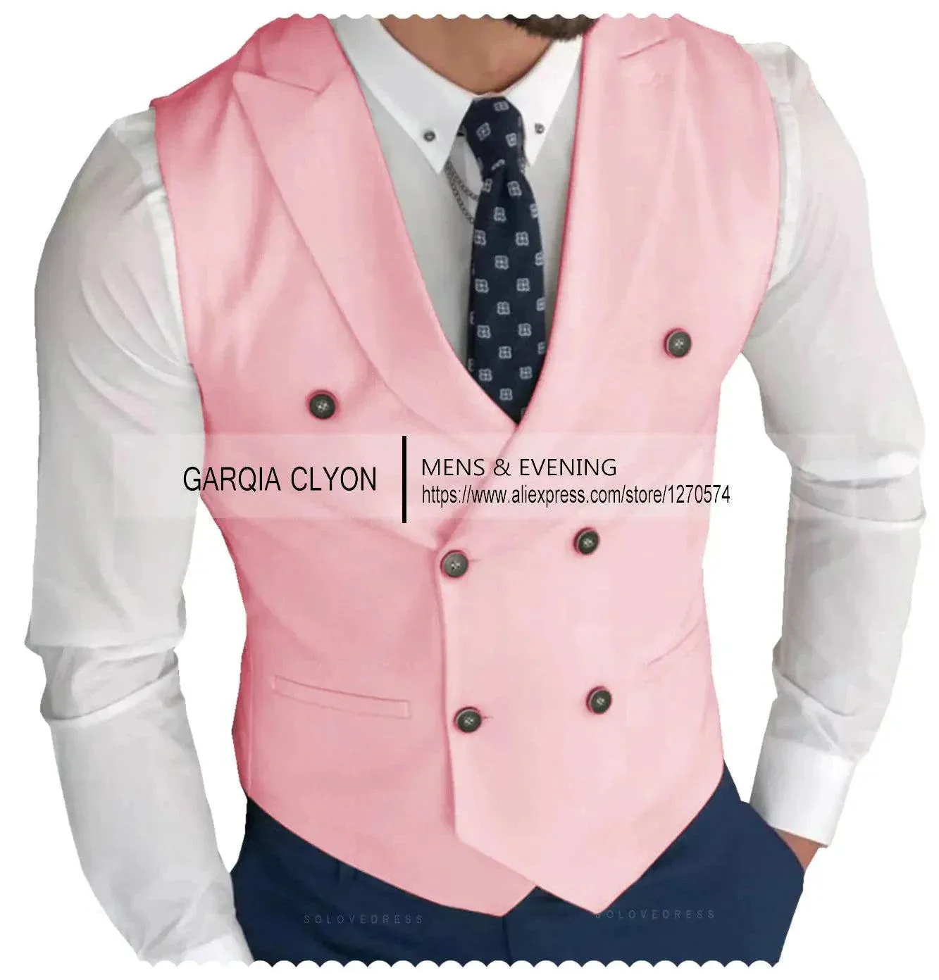 MadrekSTYLE-Classic Double Breasted Suit Vest White Notch Lapel Waistcoat