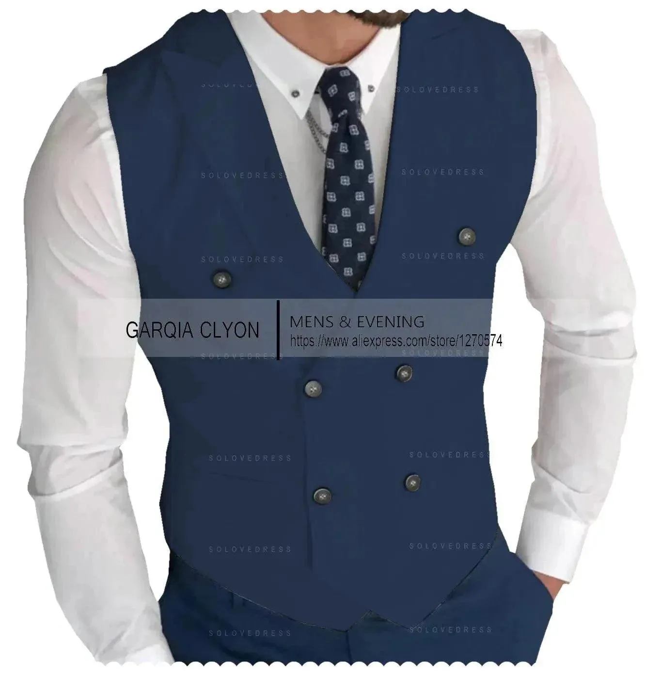 MadrekSTYLE-Classic Double Breasted Suit Vest White Notch Lapel Waistcoat