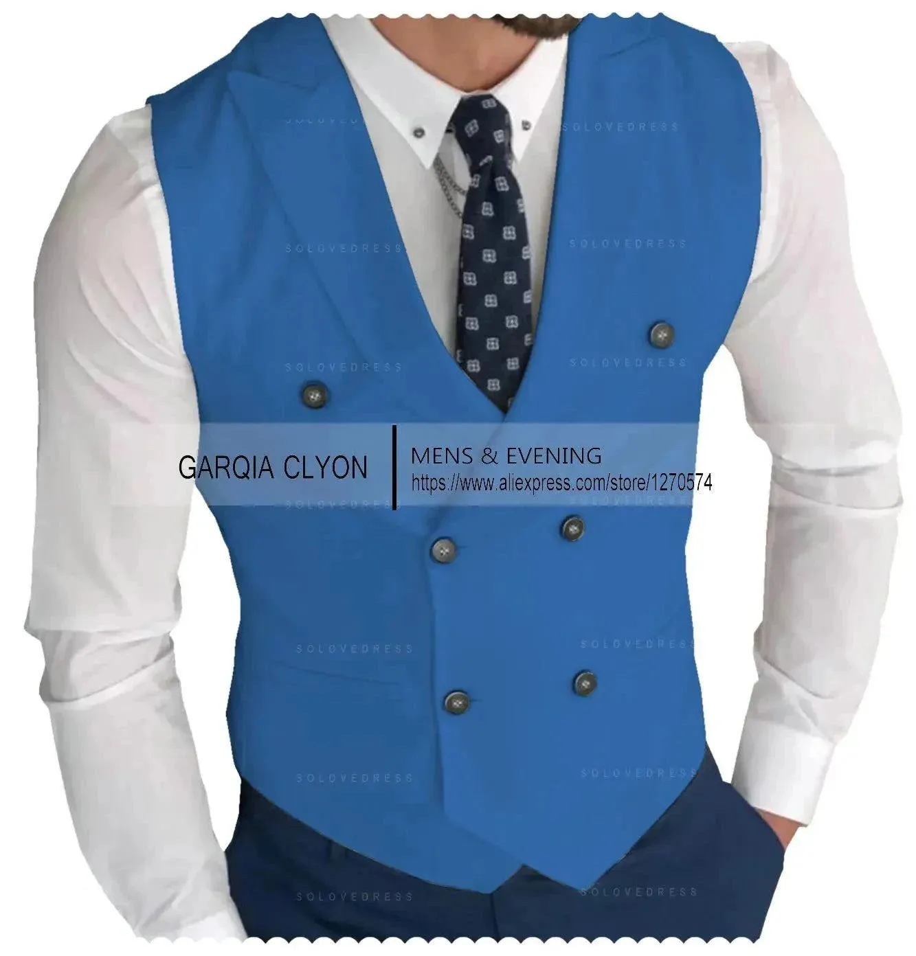 MadrekSTYLE-Classic Double Breasted Suit Vest White Notch Lapel Waistcoat