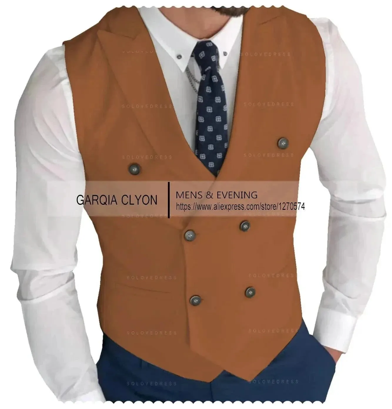 MadrekSTYLE-Classic Double Breasted Suit Vest White Notch Lapel Waistcoat