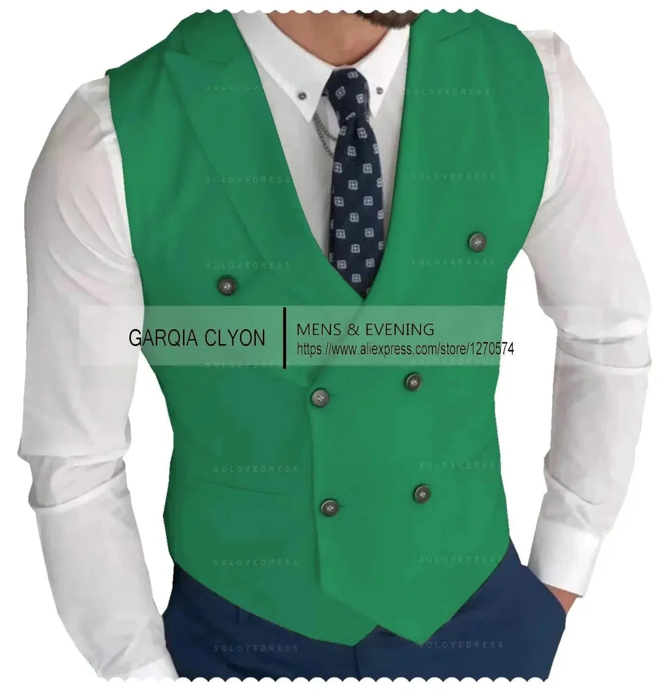 MadrekSTYLE-Classic Double Breasted Suit Vest White Notch Lapel Waistcoat