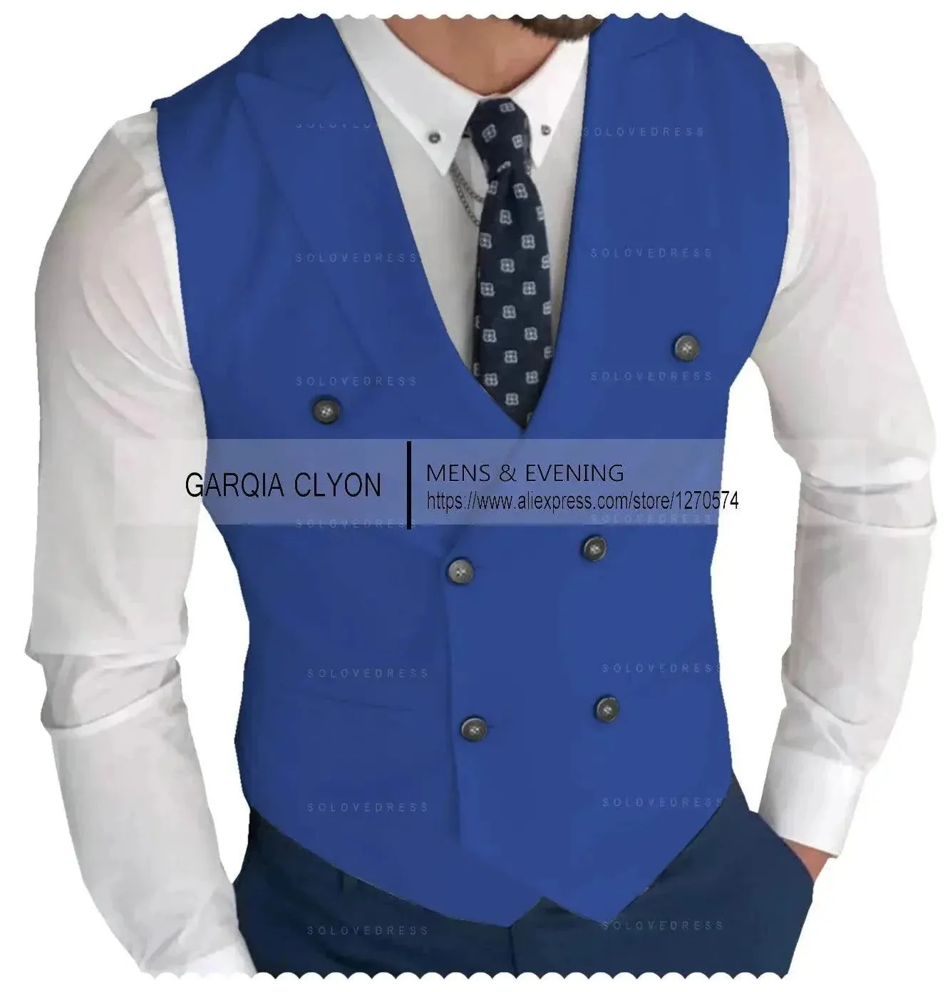 MadrekSTYLE-Classic Double Breasted Suit Vest White Notch Lapel Waistcoat