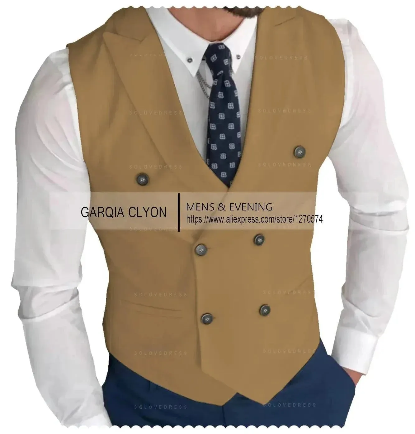 MadrekSTYLE-Classic Double Breasted Suit Vest White Notch Lapel Waistcoat