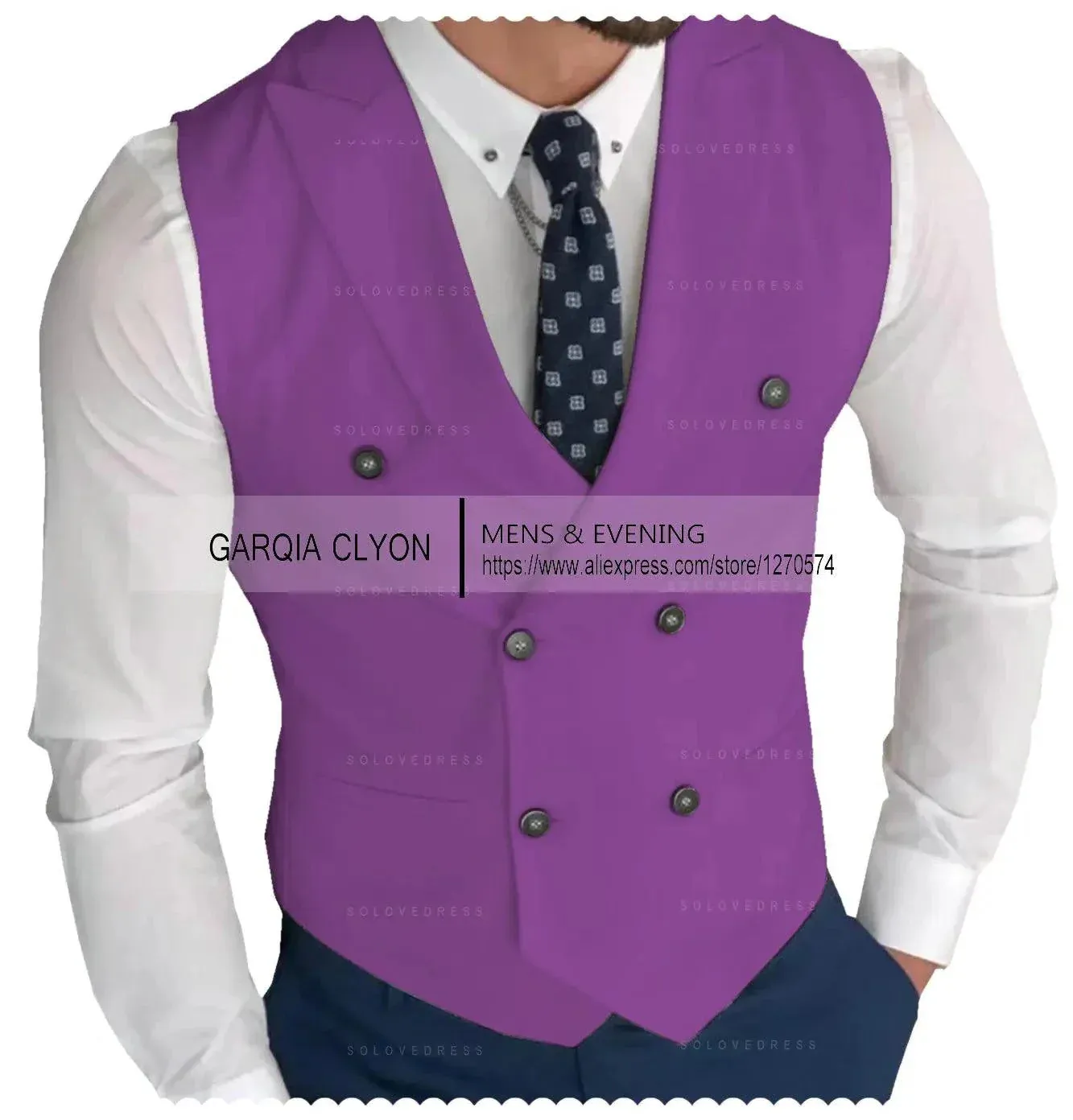 MadrekSTYLE-Classic Double Breasted Suit Vest White Notch Lapel Waistcoat