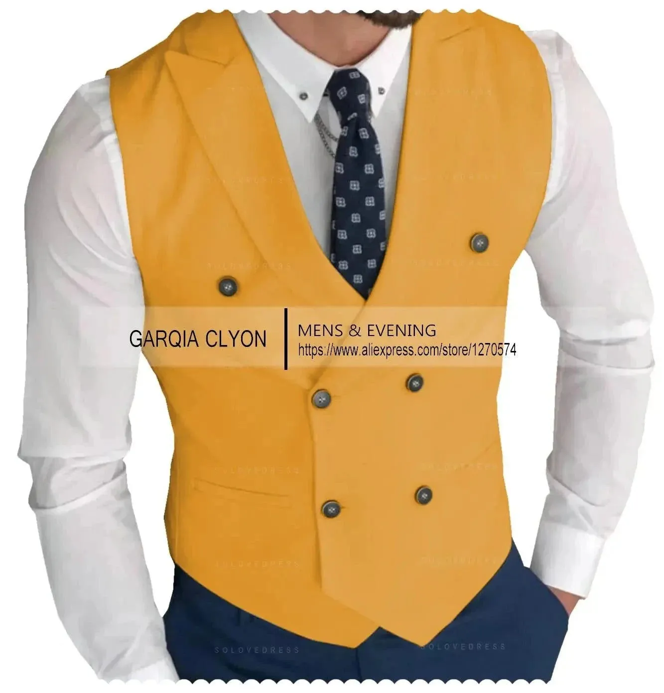 MadrekSTYLE-Classic Double Breasted Suit Vest White Notch Lapel Waistcoat