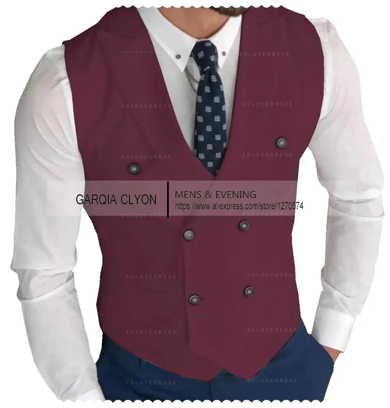 MadrekSTYLE-Classic Double Breasted Suit Vest White Notch Lapel Waistcoat