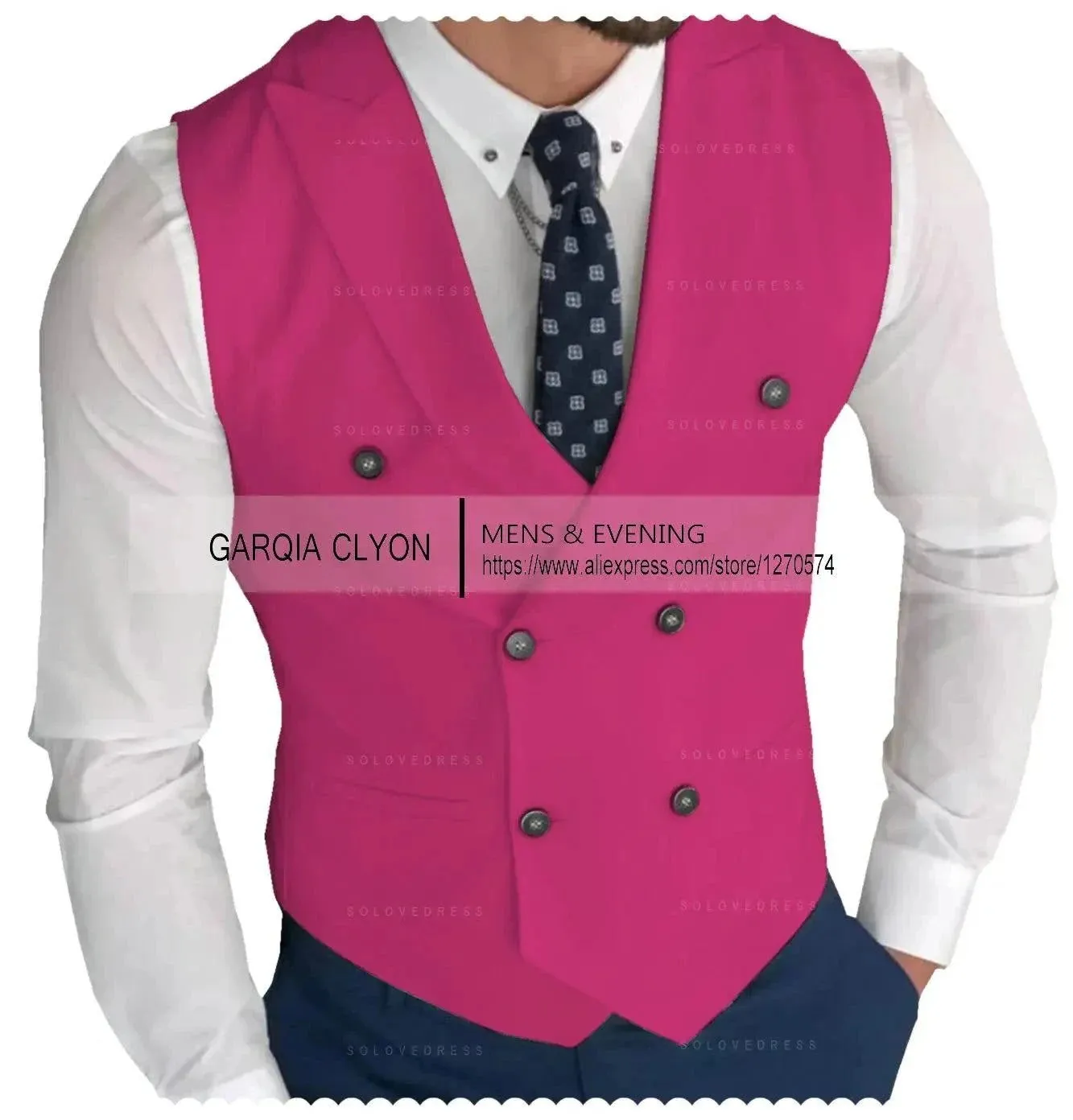 MadrekSTYLE-Classic Double Breasted Suit Vest White Notch Lapel Waistcoat