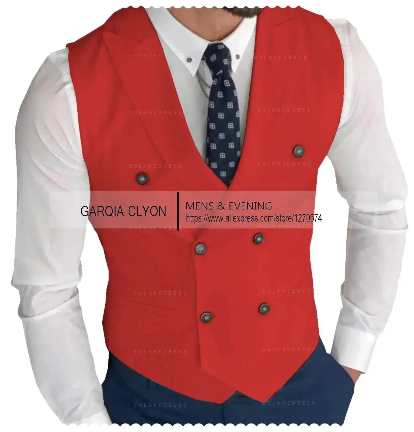 MadrekSTYLE-Classic Double Breasted Suit Vest White Notch Lapel Waistcoat