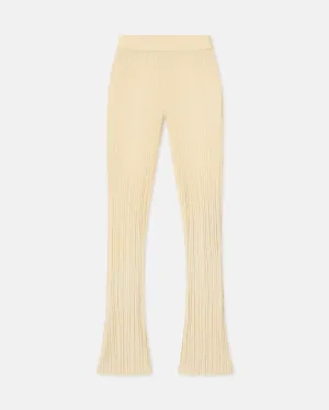 Malise - Cropped Ribbed Merino Pants - Lime Yellow/Creme
