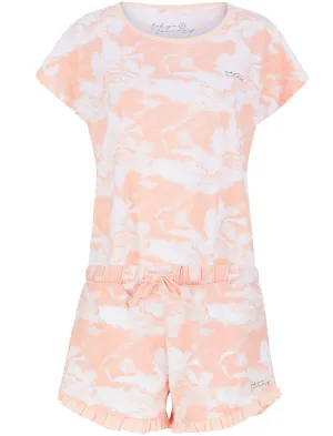 Marble Print 2 Pc Shortie Lounge Set in Peach - Tokyo Laundry