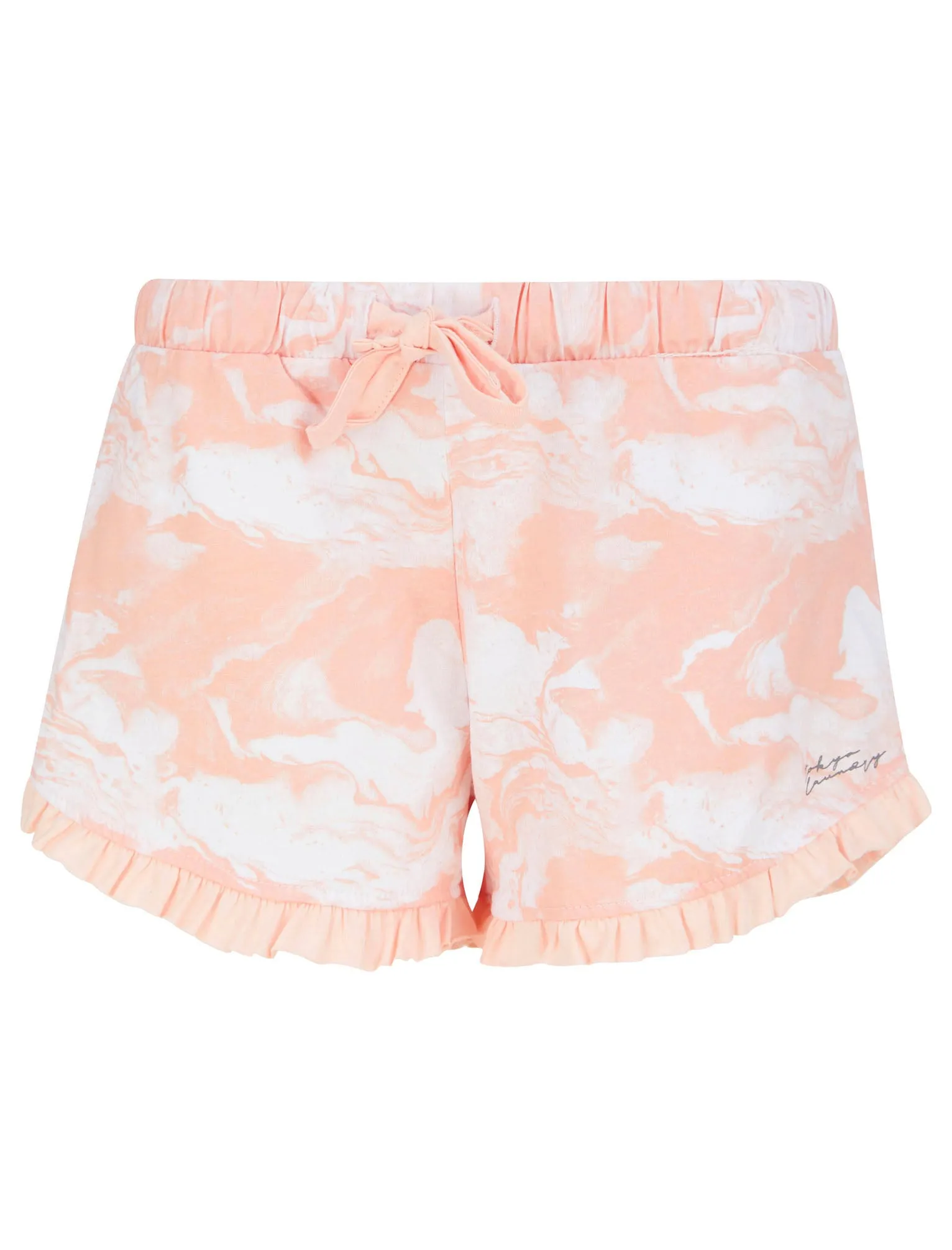 Marble Print 2 Pc Shortie Lounge Set in Peach - Tokyo Laundry