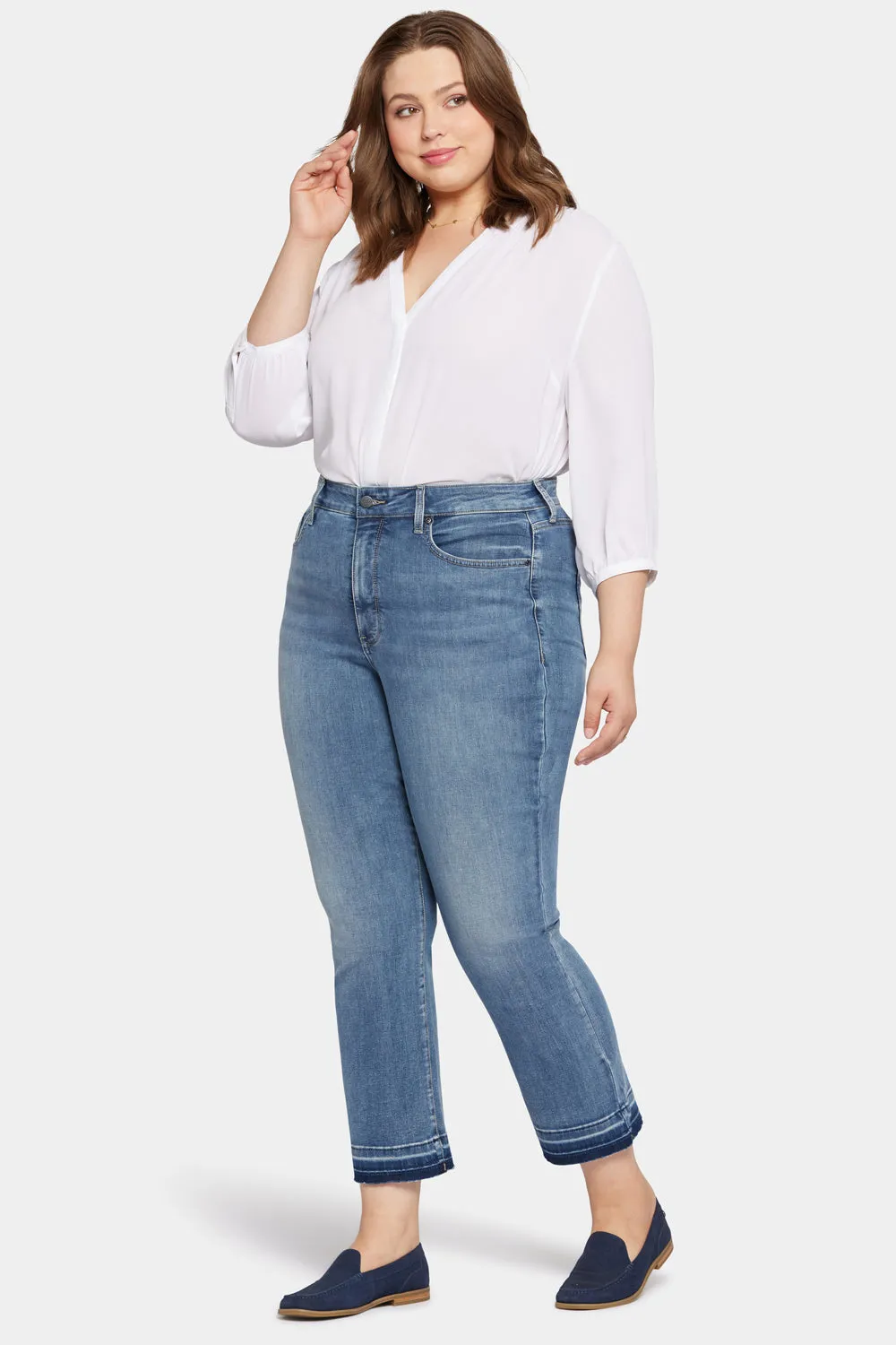 Marilyn Straight Ankle Jeans In Petite Plus Size - Fantasy