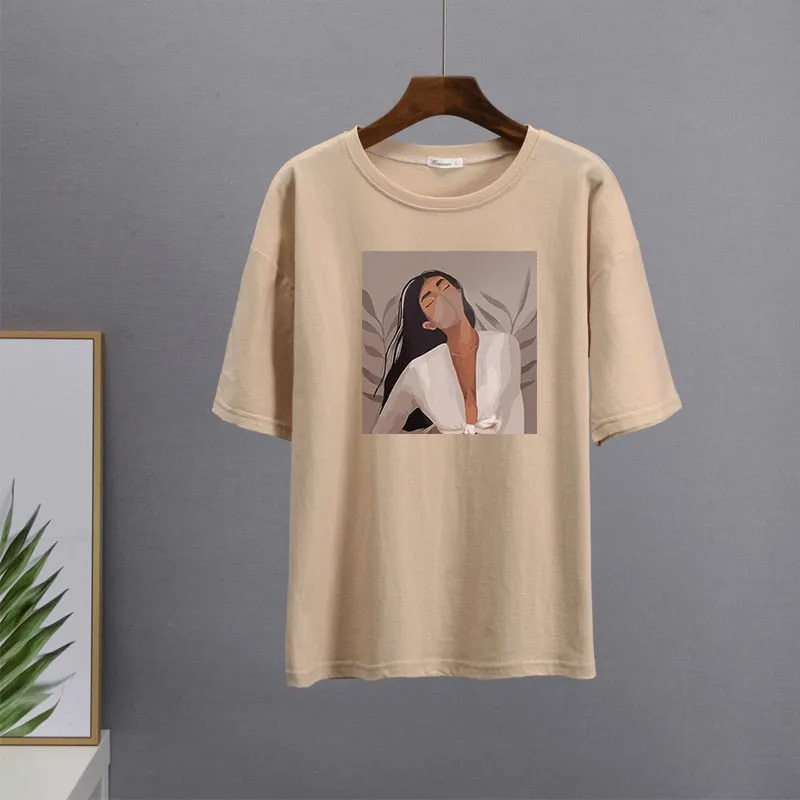 Masked Girl Print T-Shirts - 11 Colors