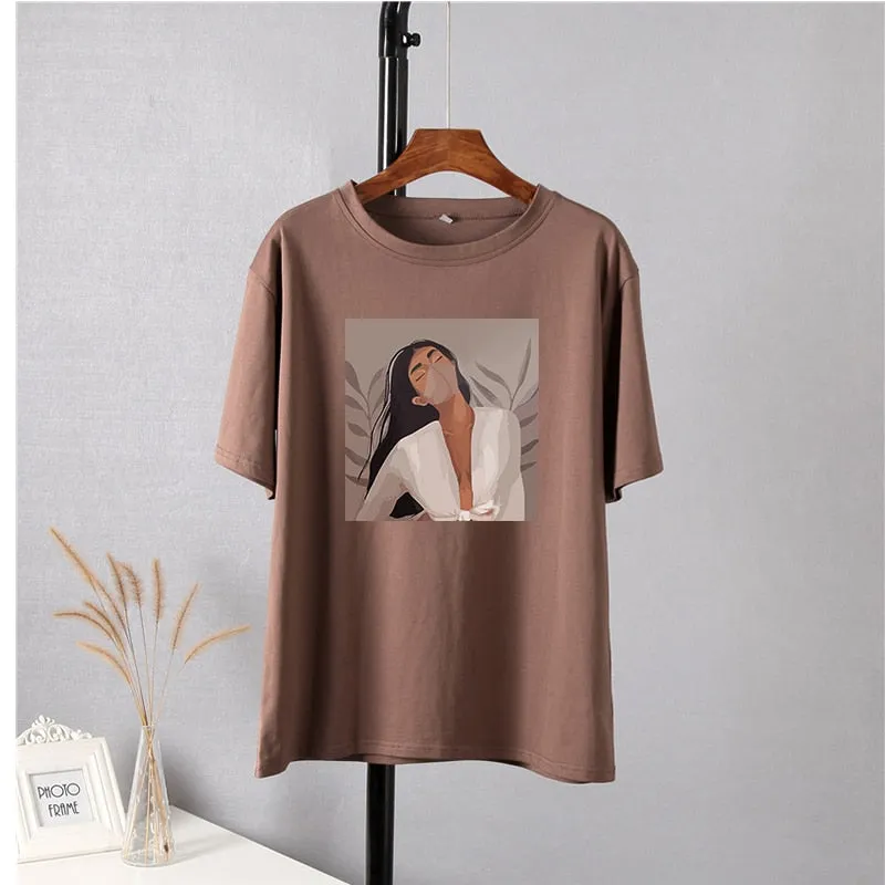 Masked Girl Print T-Shirts - 11 Colors