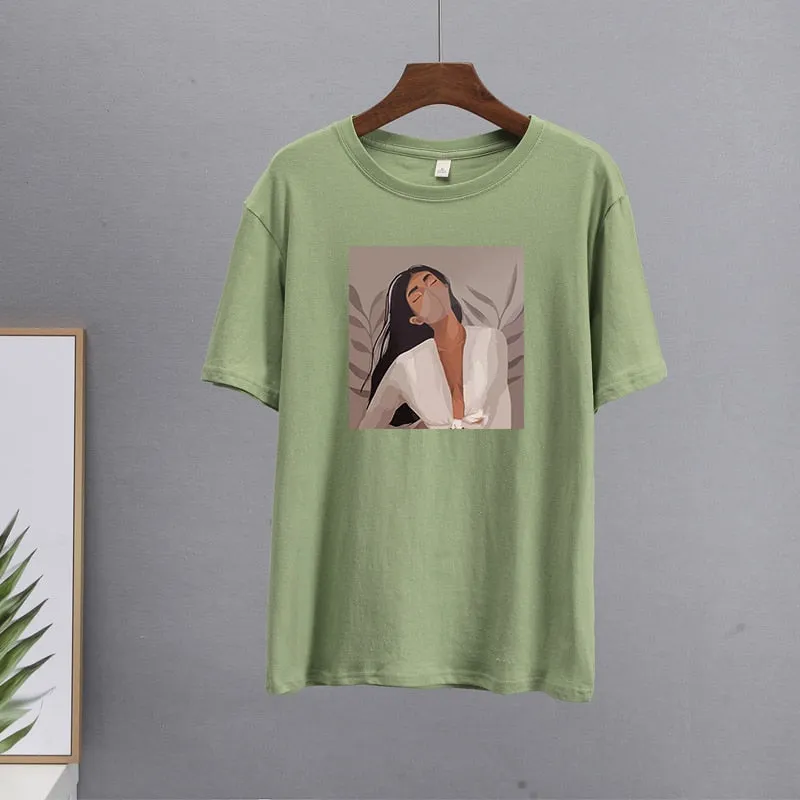 Masked Girl Print T-Shirts - 11 Colors