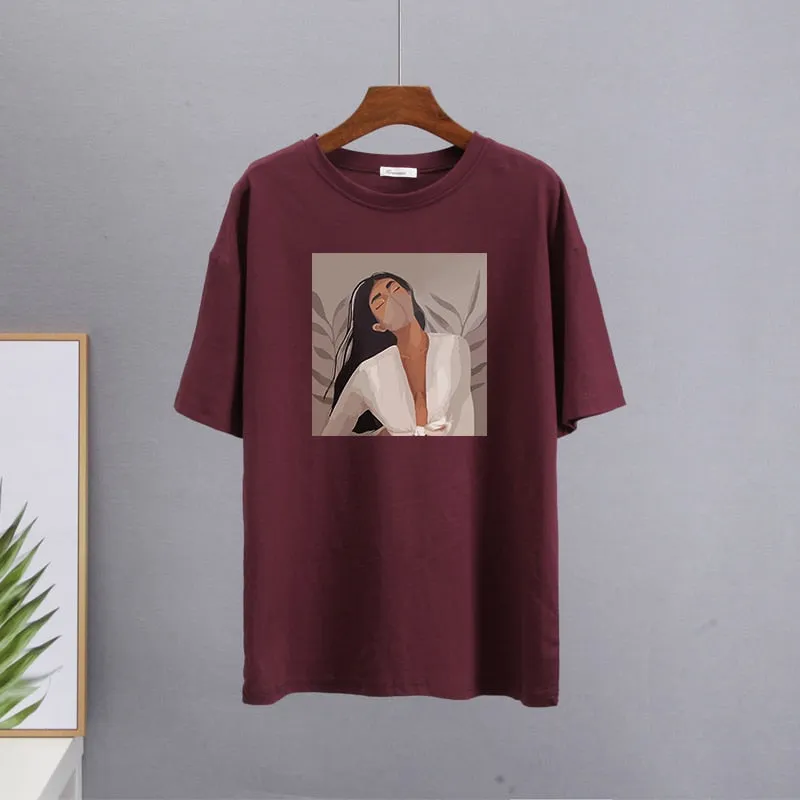 Masked Girl Print T-Shirts - 11 Colors
