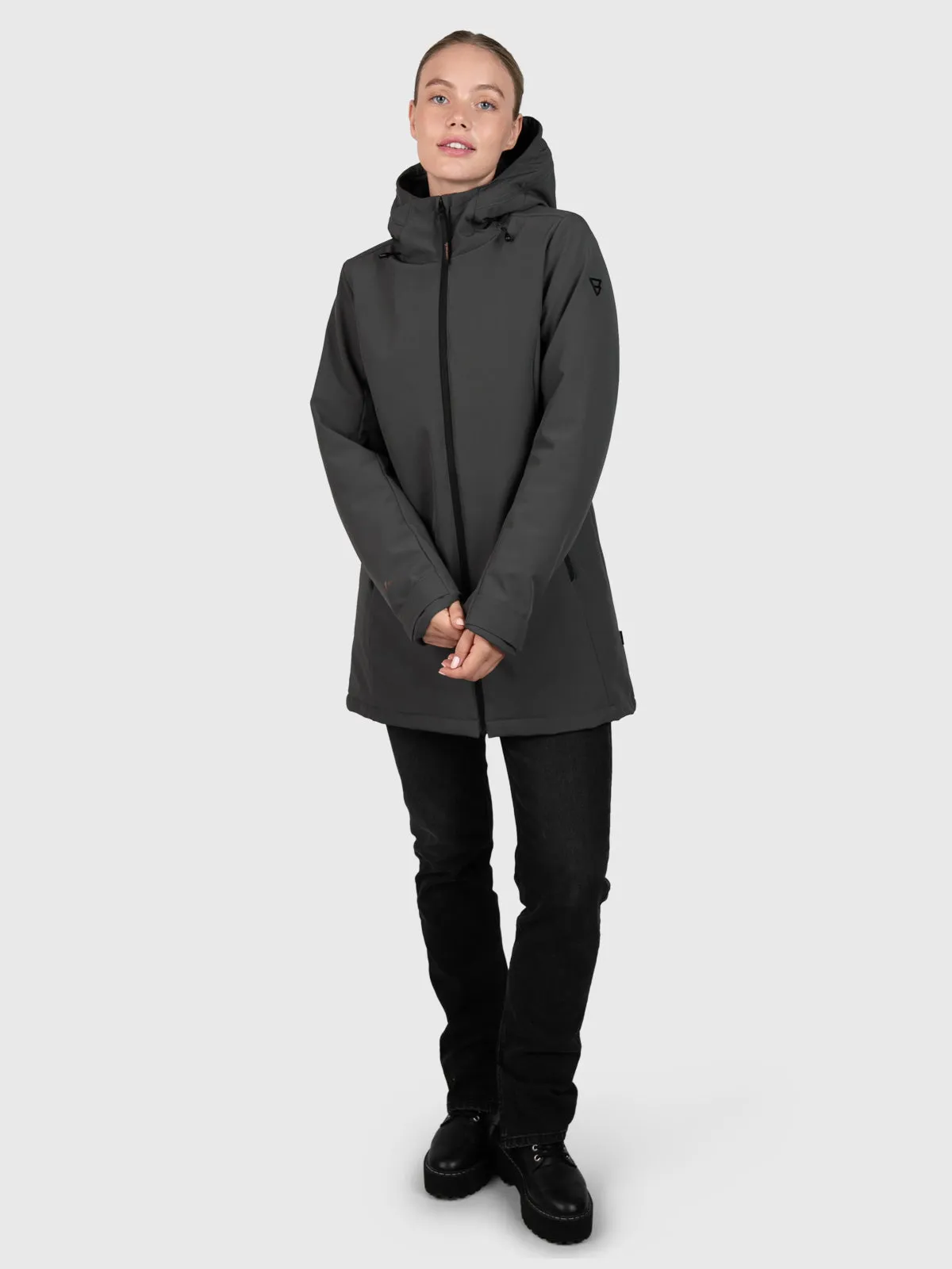 Melle Women Long Softshell Jacket | Mud Green