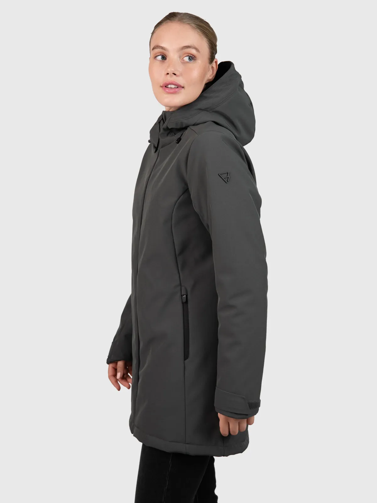 Melle Women Long Softshell Jacket | Mud Green
