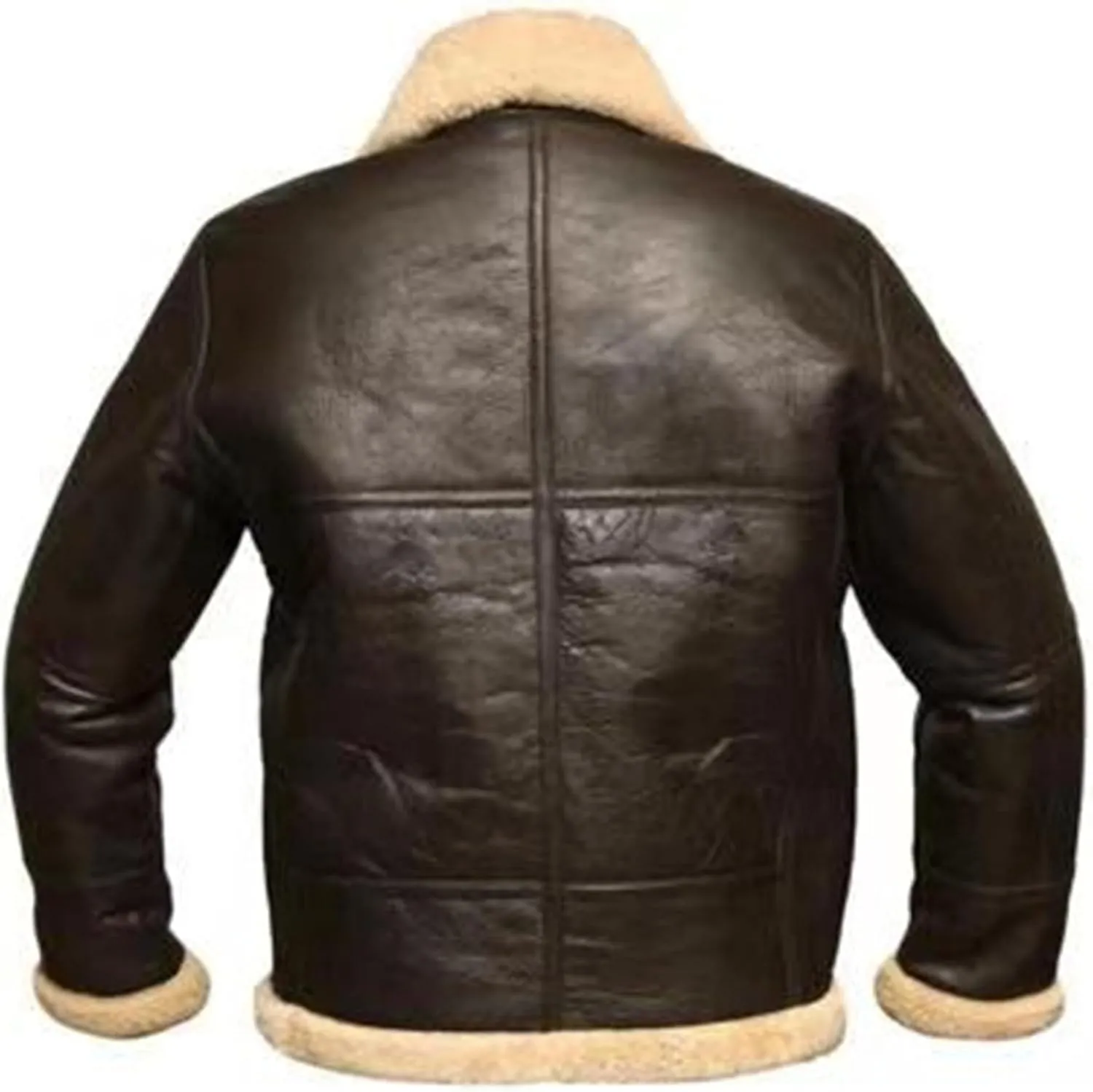 Men Aviator Bomber Coat Faux Shearling Sheepskin Leather Jacket Fur Lined Bomber Jackets Thickening Outercoat