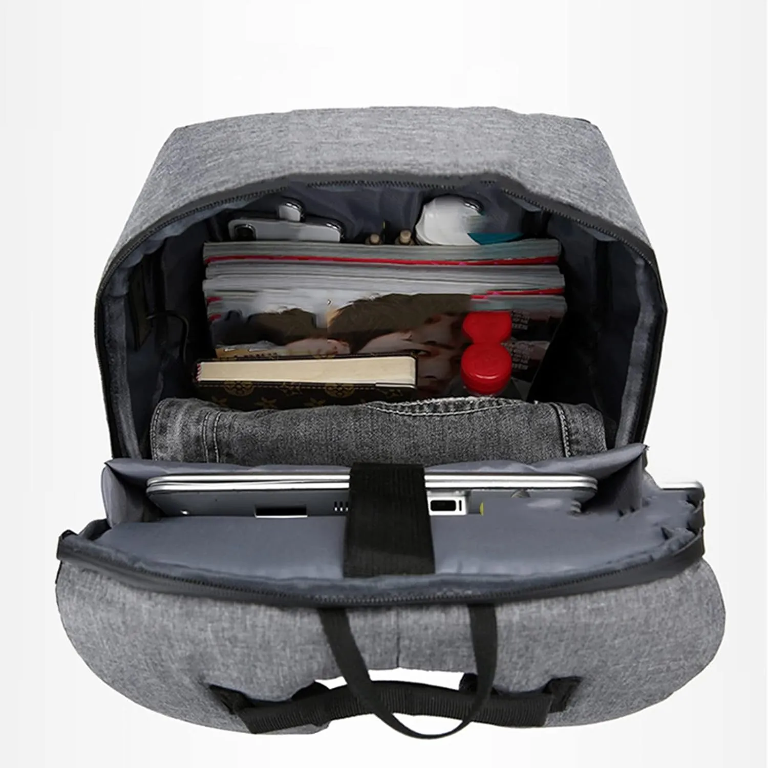 Men Business Bag Laptop Bag Multifunctional USB Backpack Large Capacity Kids Carry on Luggage with (Black, One Size)