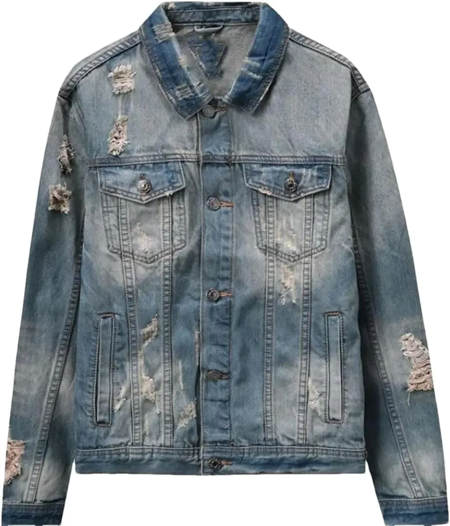 Men Classic Trucker Style Slim Fit Casual Jacket Button Denim Jacket