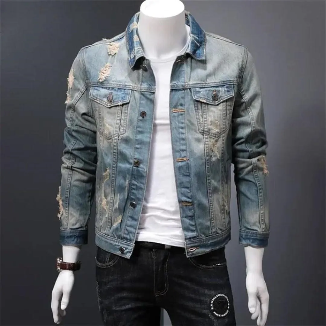 Men Classic Trucker Style Slim Fit Casual Jacket Button Denim Jacket