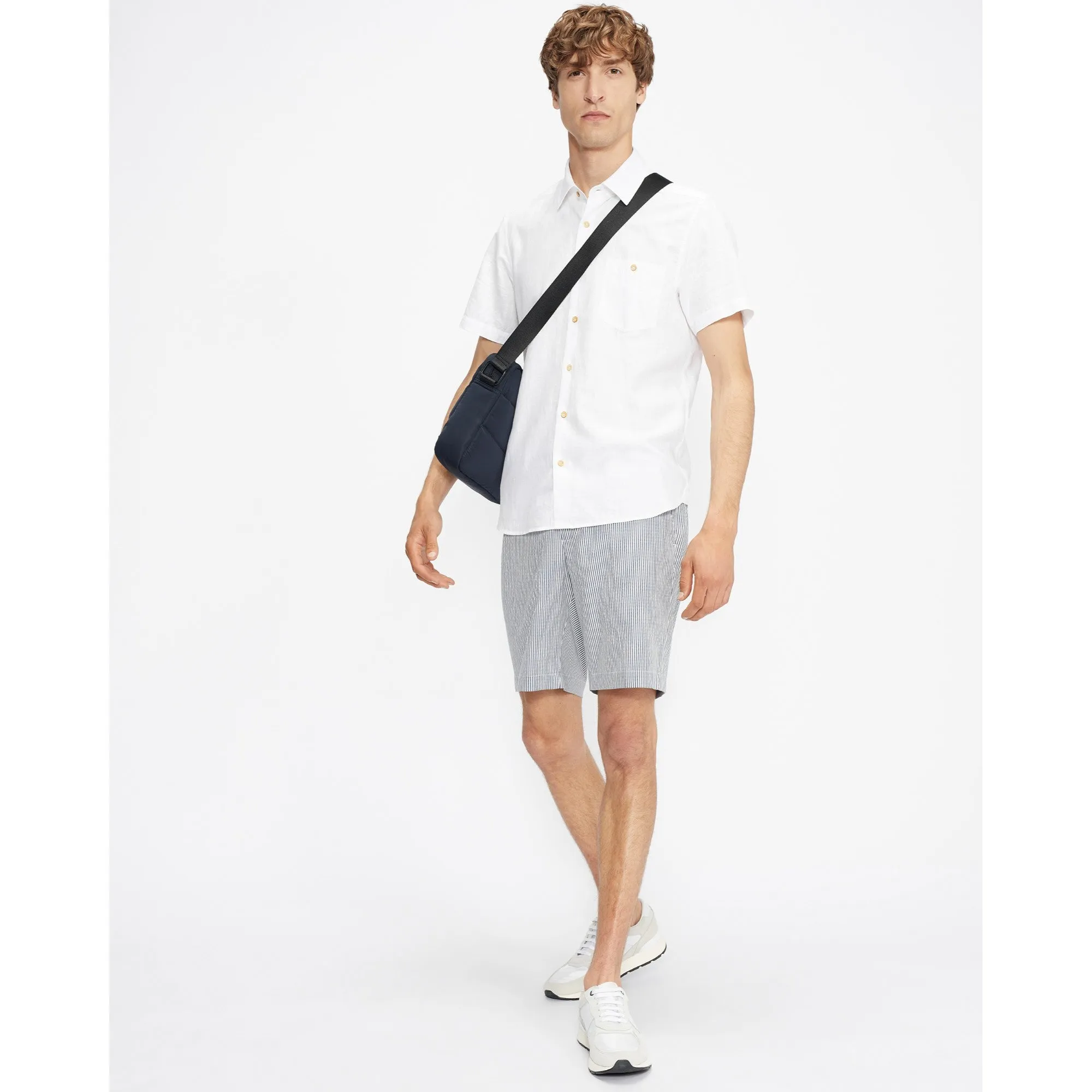 Men Mma-Civiche-Ss Plain Linen Shirt - White