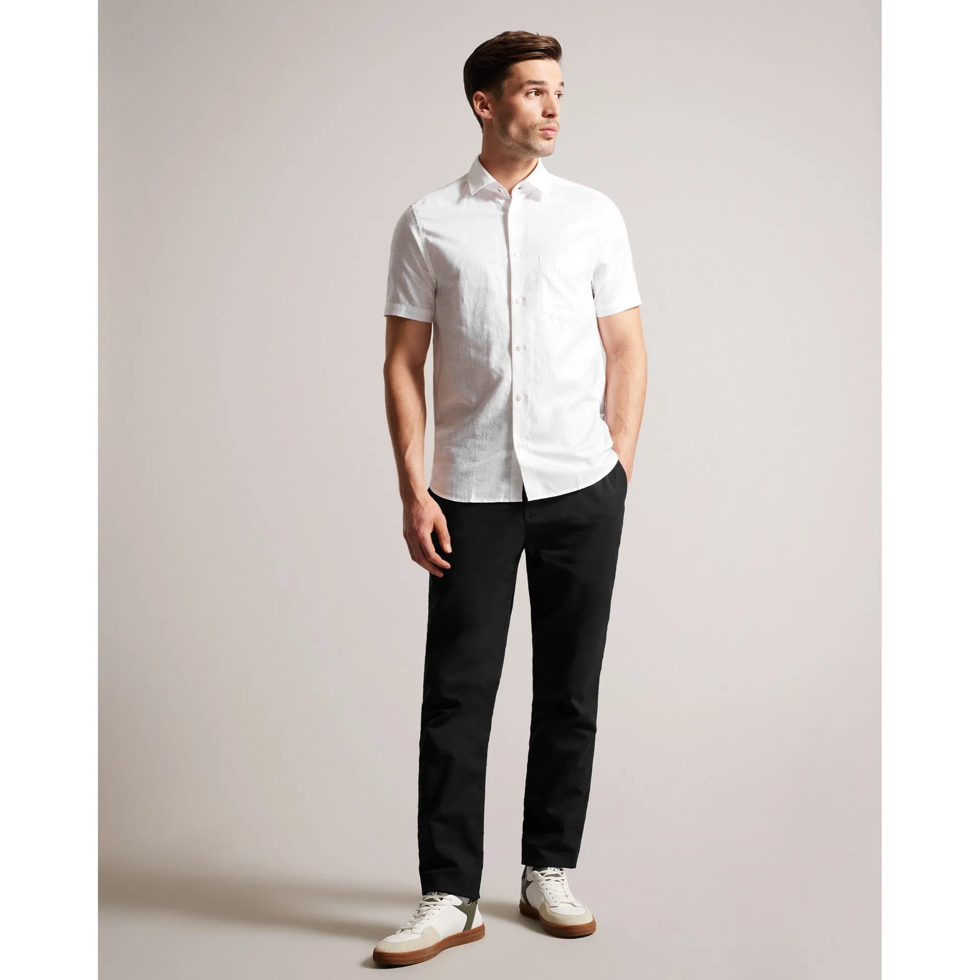 Men Mma-Kingfrd-Short Sleeve Linen Shirt - White