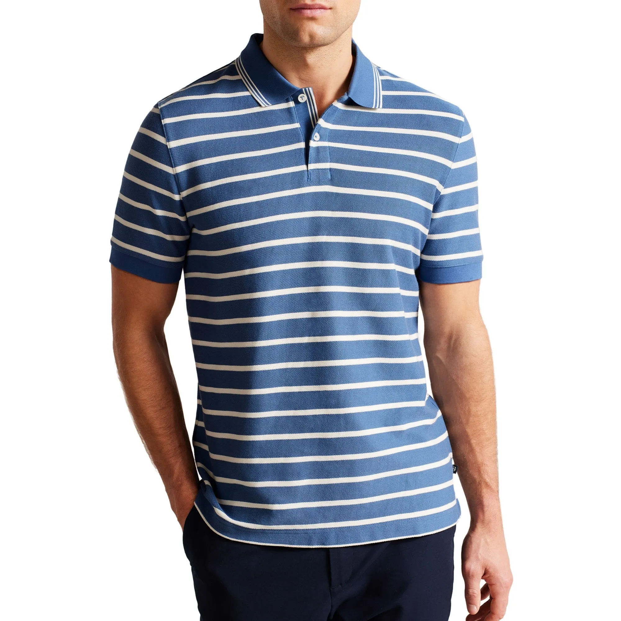 Men Mmb-Nivenn-Ss Regular Fit Striped Polo - Dk-Blue
