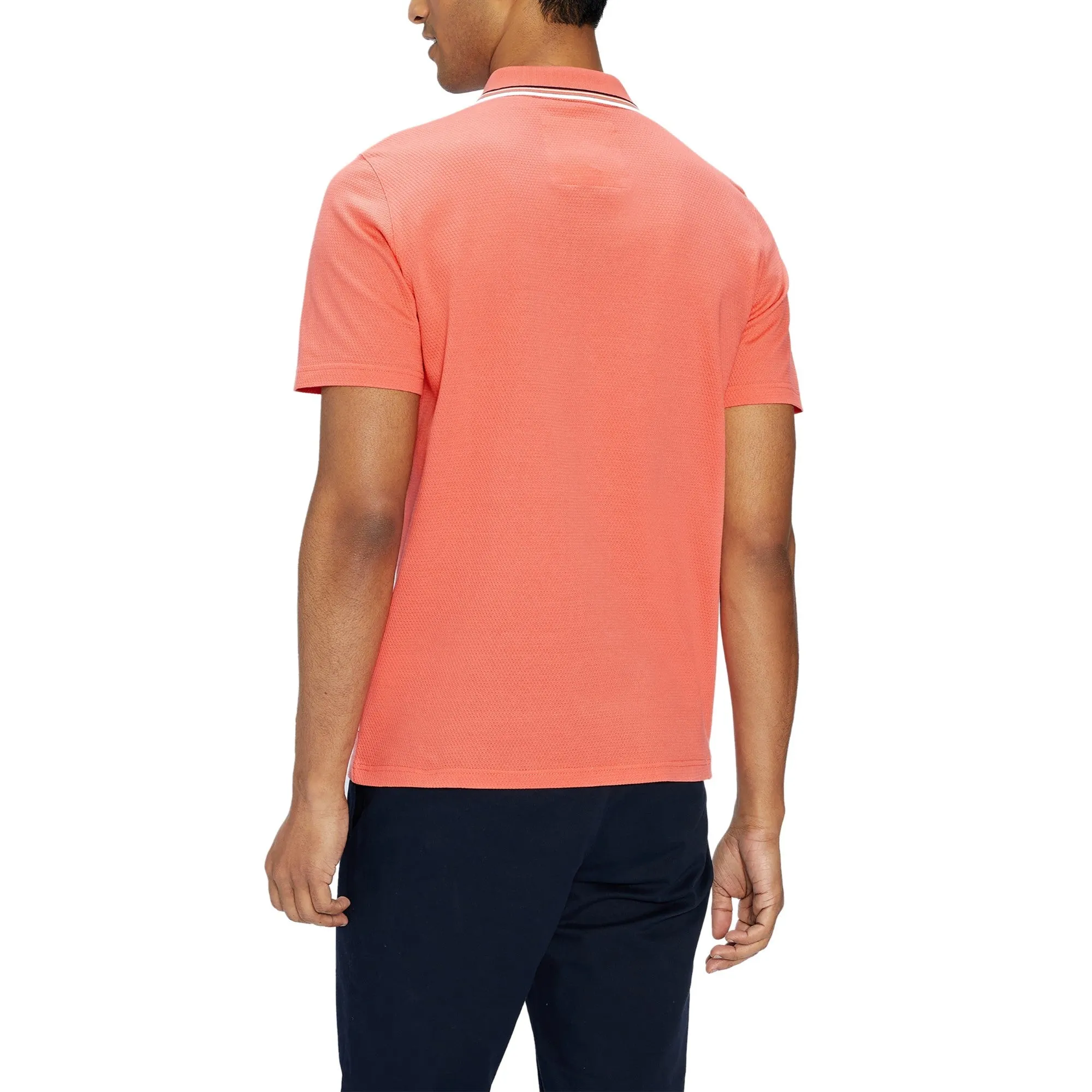 Men Mmb-Twitwoo-Ss Stripe Collar Polo Shirt - Coral