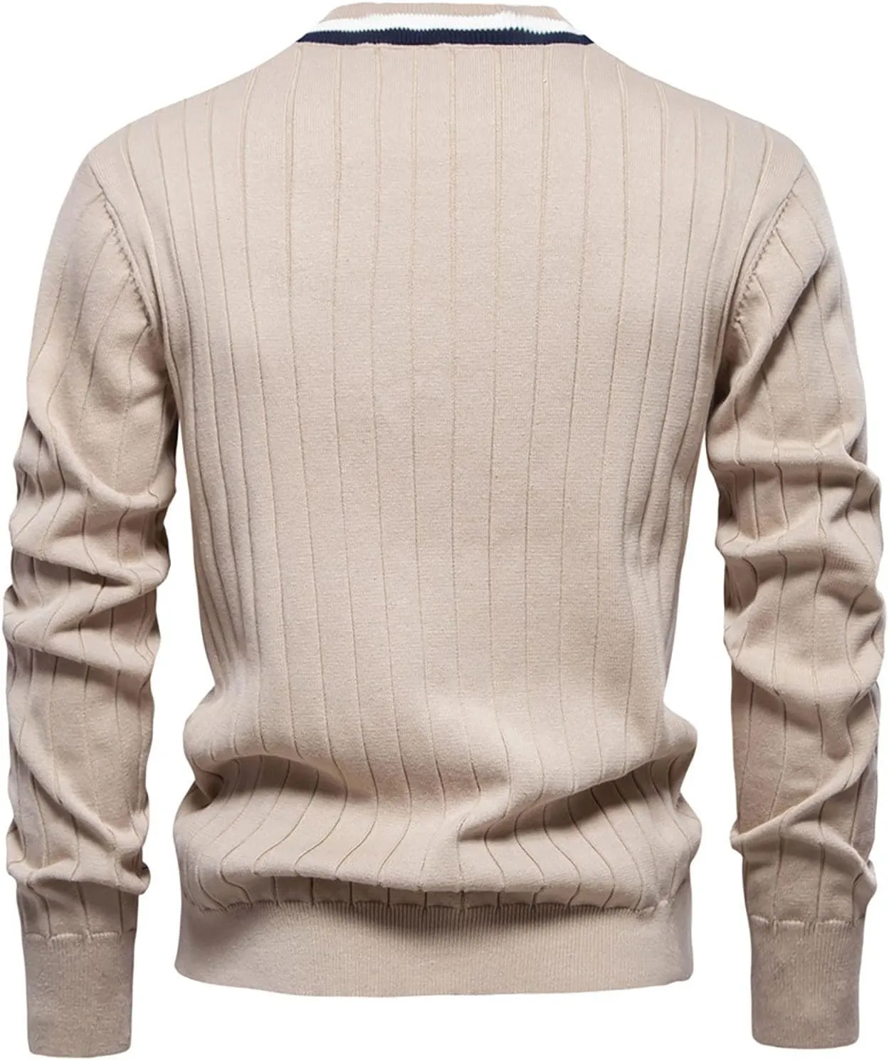 Men Ribbed Button Down Sweaters Casual Long Sleeve V Neck Knitted Cardigan Lightweight Sweater Coats Preppy Clothes